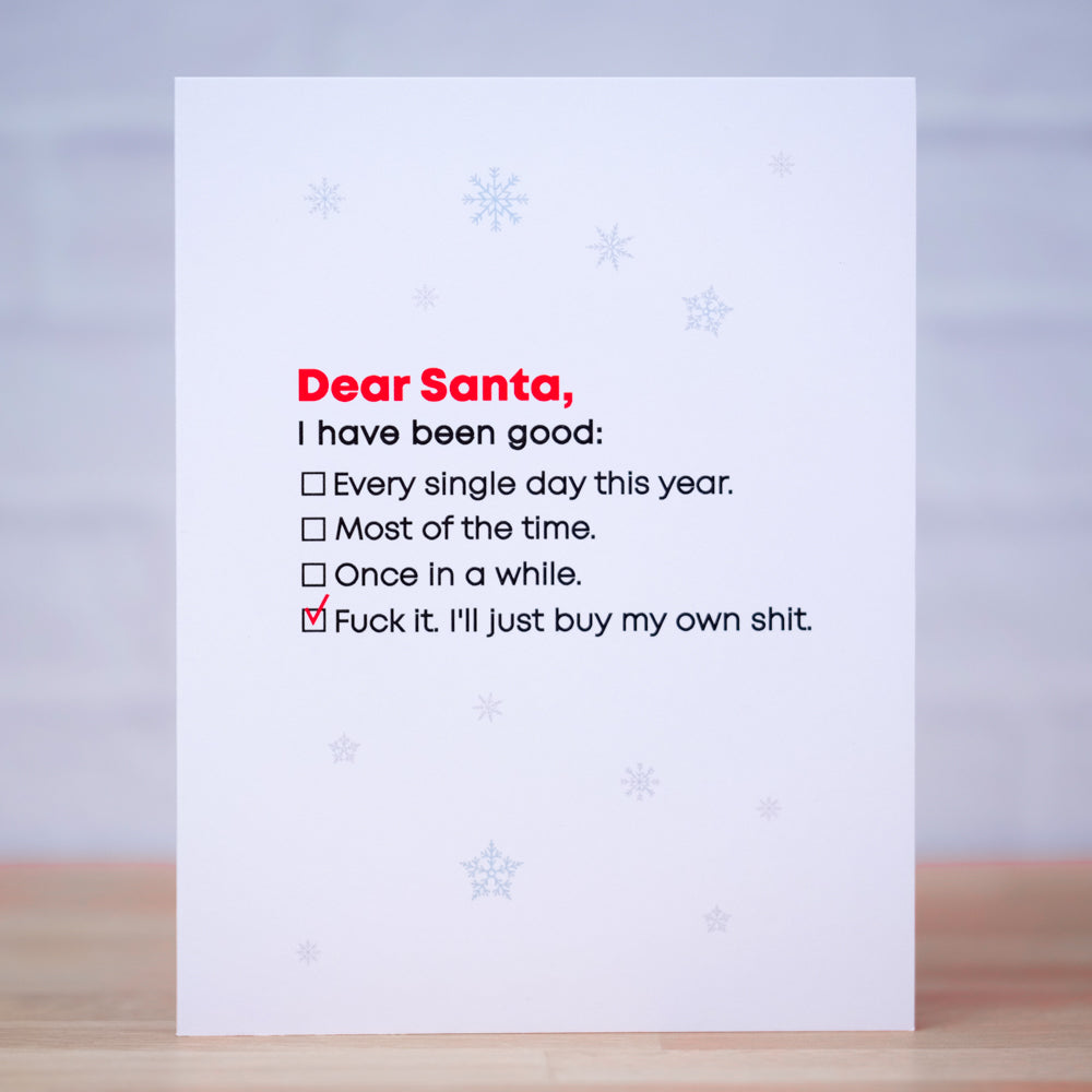 Dear Santa, I have been good... Christmas Card. Case pack of 10