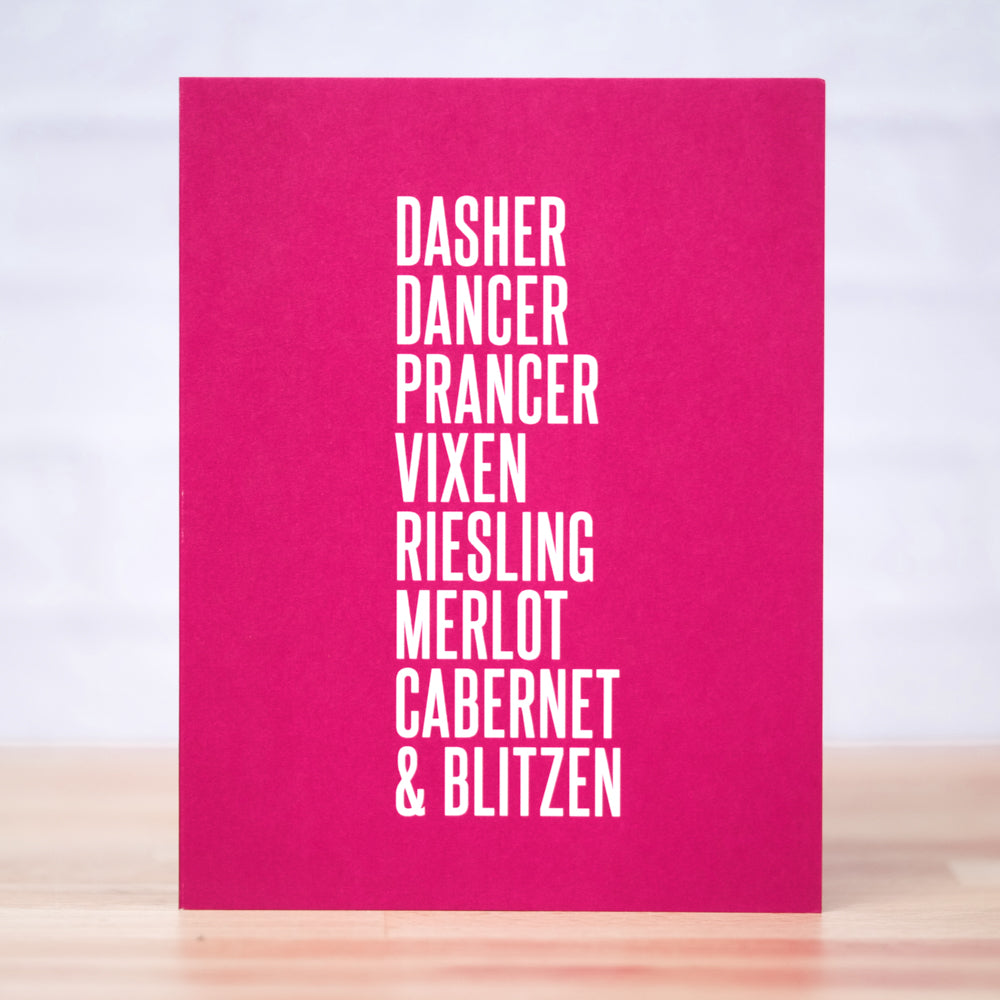 Cabernet & Blitzen...Christmas Card. Case Pack of 10