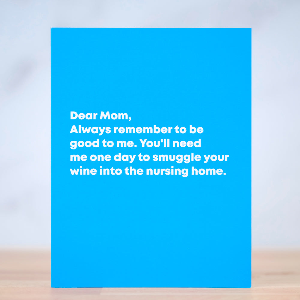 Smuggling wine... Mother's Day Card. Case Pack of 10