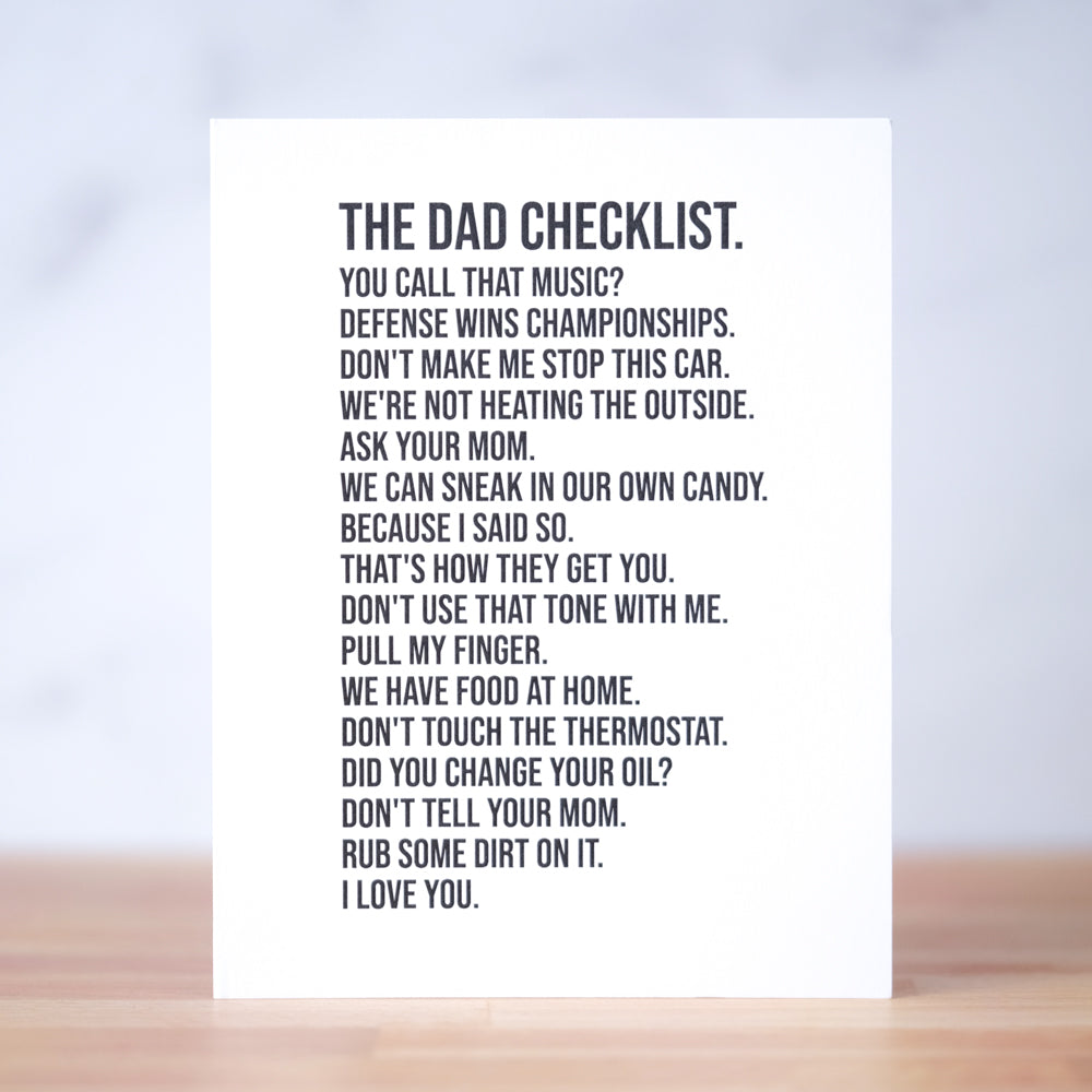 The Dad Checklist... Father's Day Card. Case Pack of 10