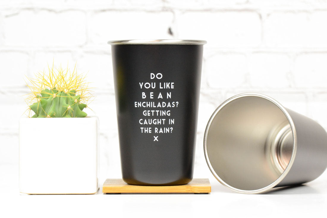 Do you like bean enchiladas?... Wrong Lyrics Pint Glass.  Case Pack of 6