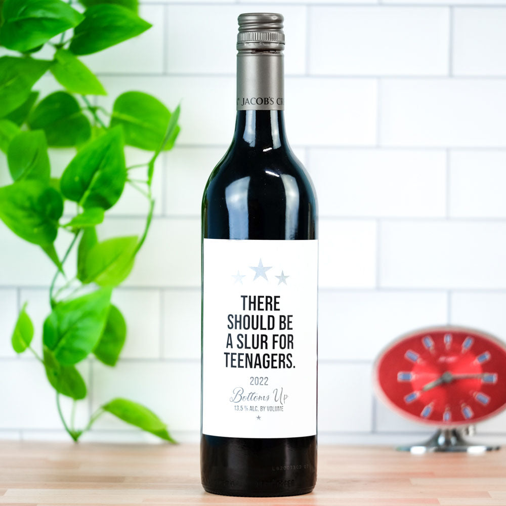 Slur for teenagers. Wine Label. Case pack of 6