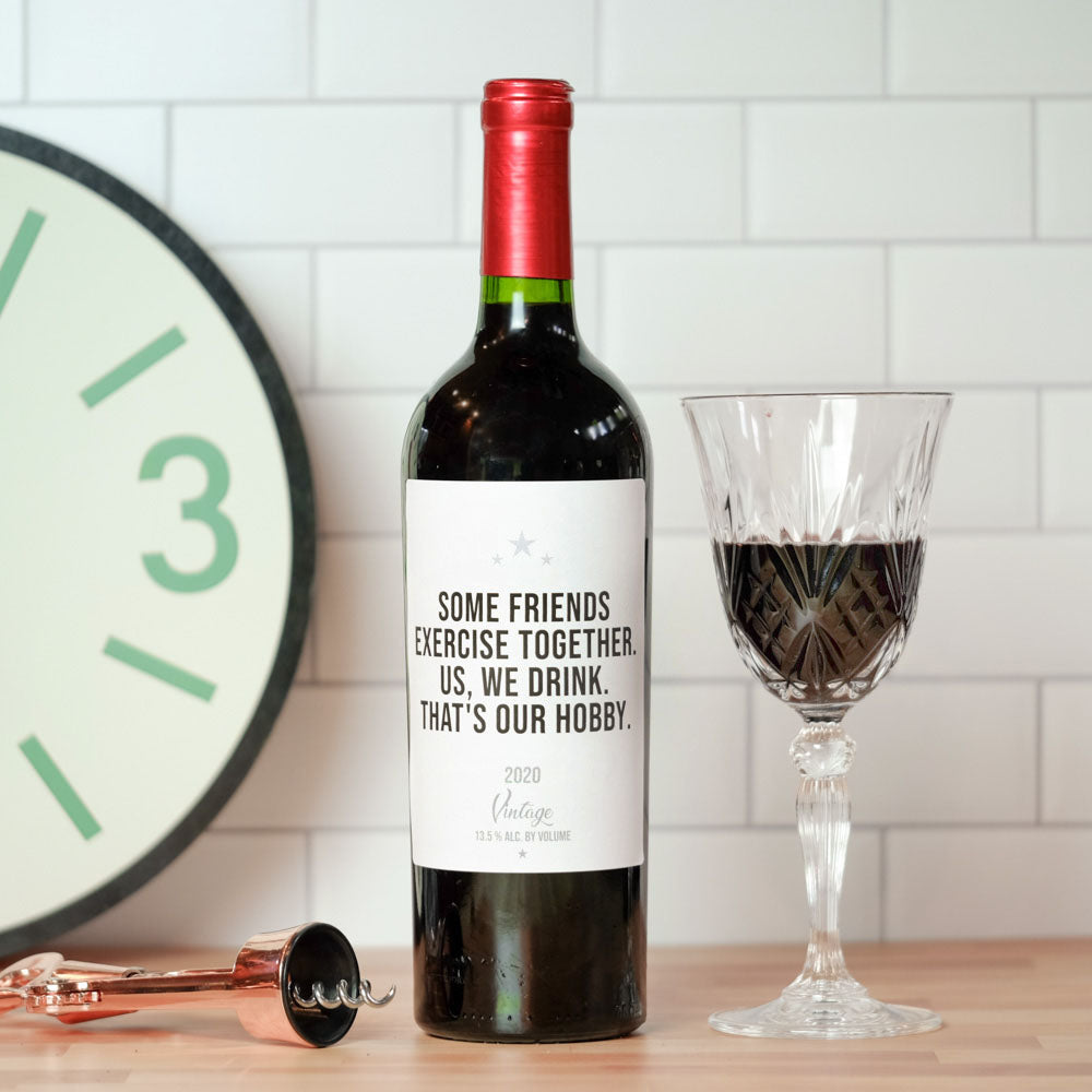 Drinking is our hobby.... Wine Label.  Case pack of 6